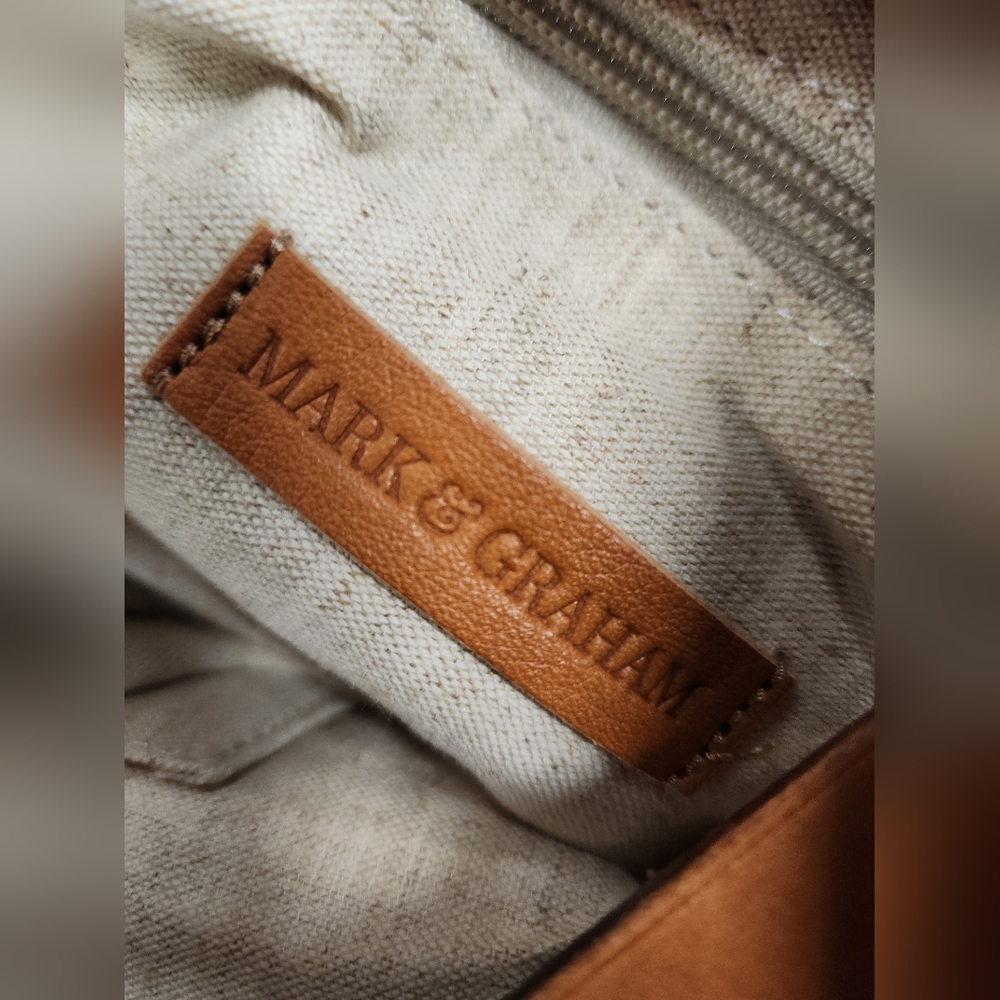 Mark & Graham Cognac Leather Tote with Top Handles - Picture 6 of 7